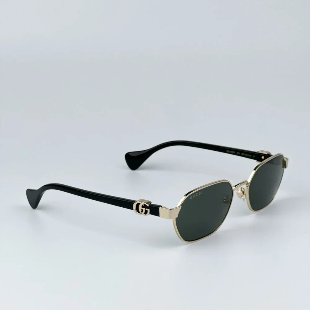 Gucci GG1593S 001 BRAND NEW Sunglasses Gold Grey Geometric Unisex